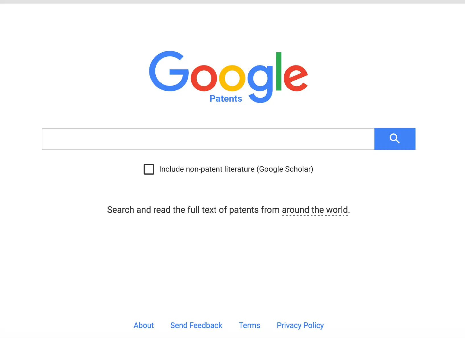 Captura de tela da página de pesquisa de patentes do Google
