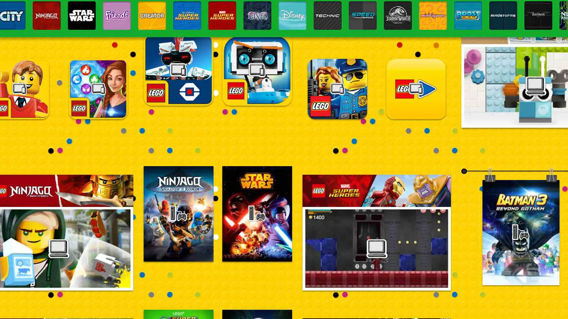 Site da Lego Kids com jogos online grátis.