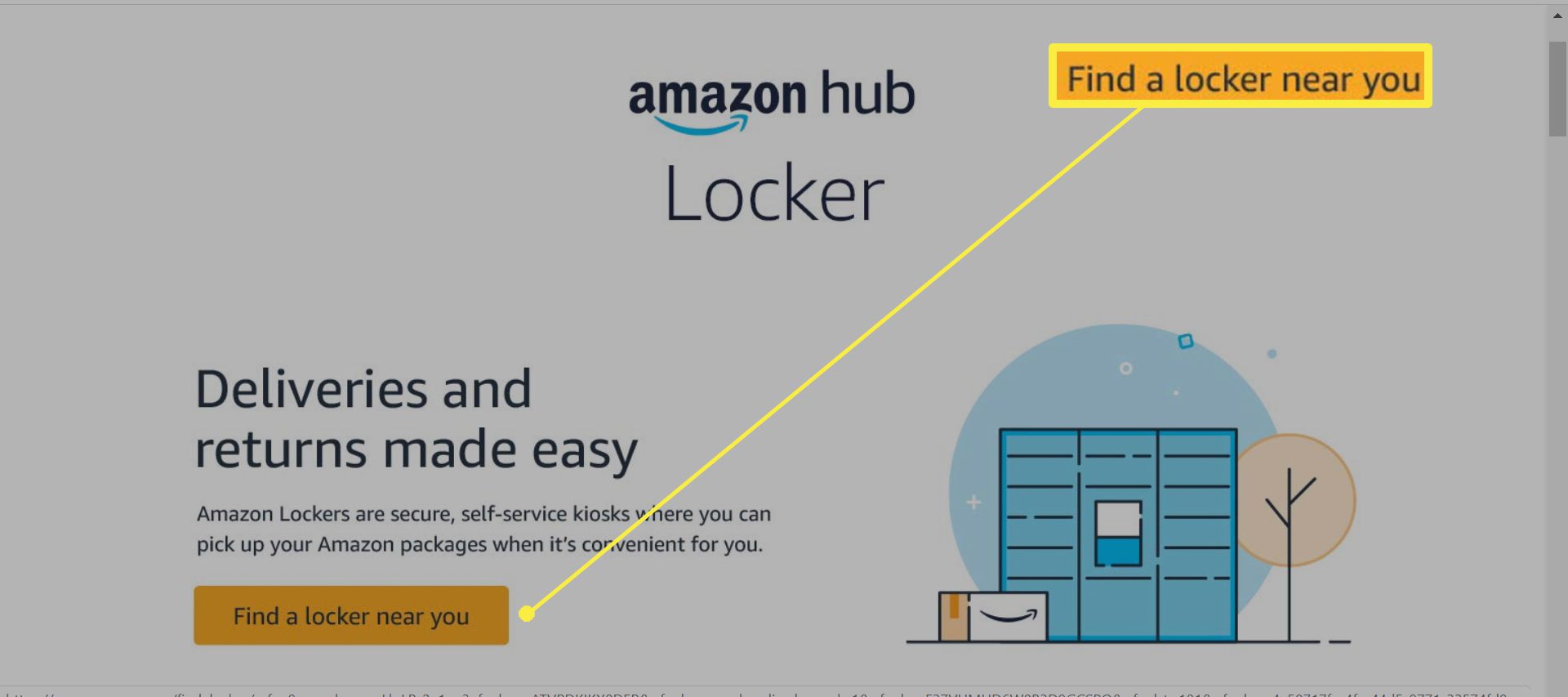 Página de entrega do Amazon Locker.