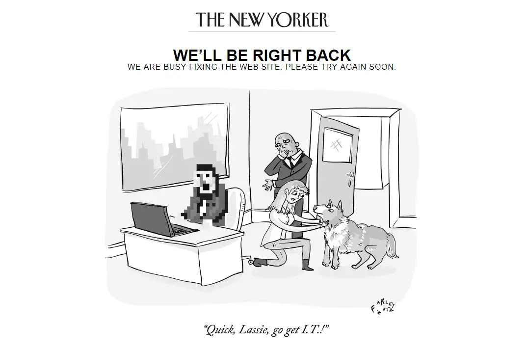 Página de erro Lassie 404 da New Yorker