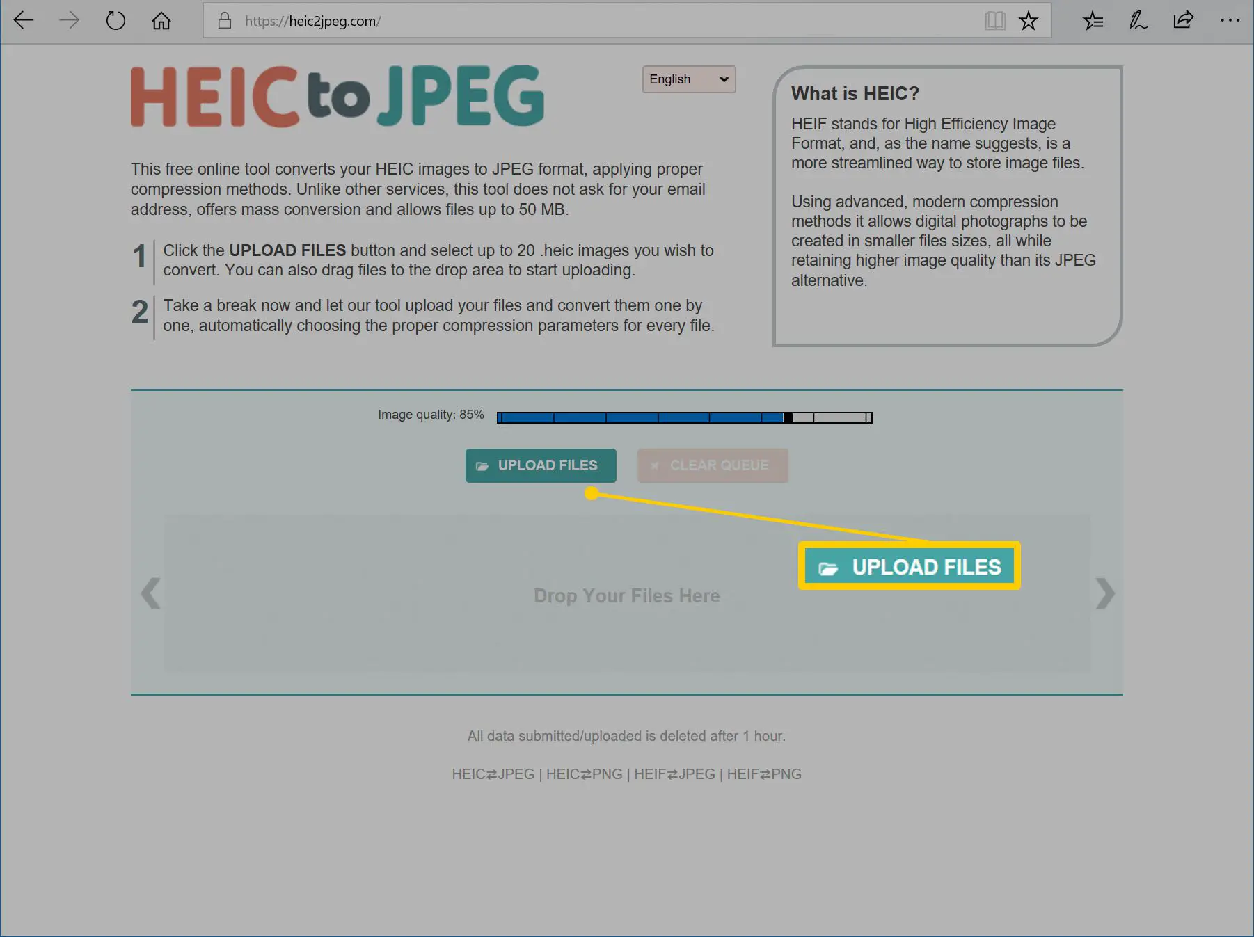 Site de conversão de Heic para JPEG