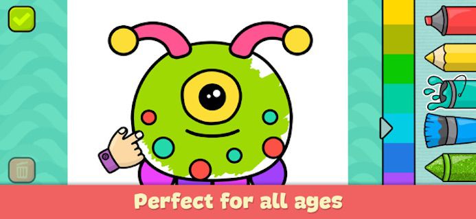 Imagem de aplicativo de livro para colorir de bebê de criatura alienígena
