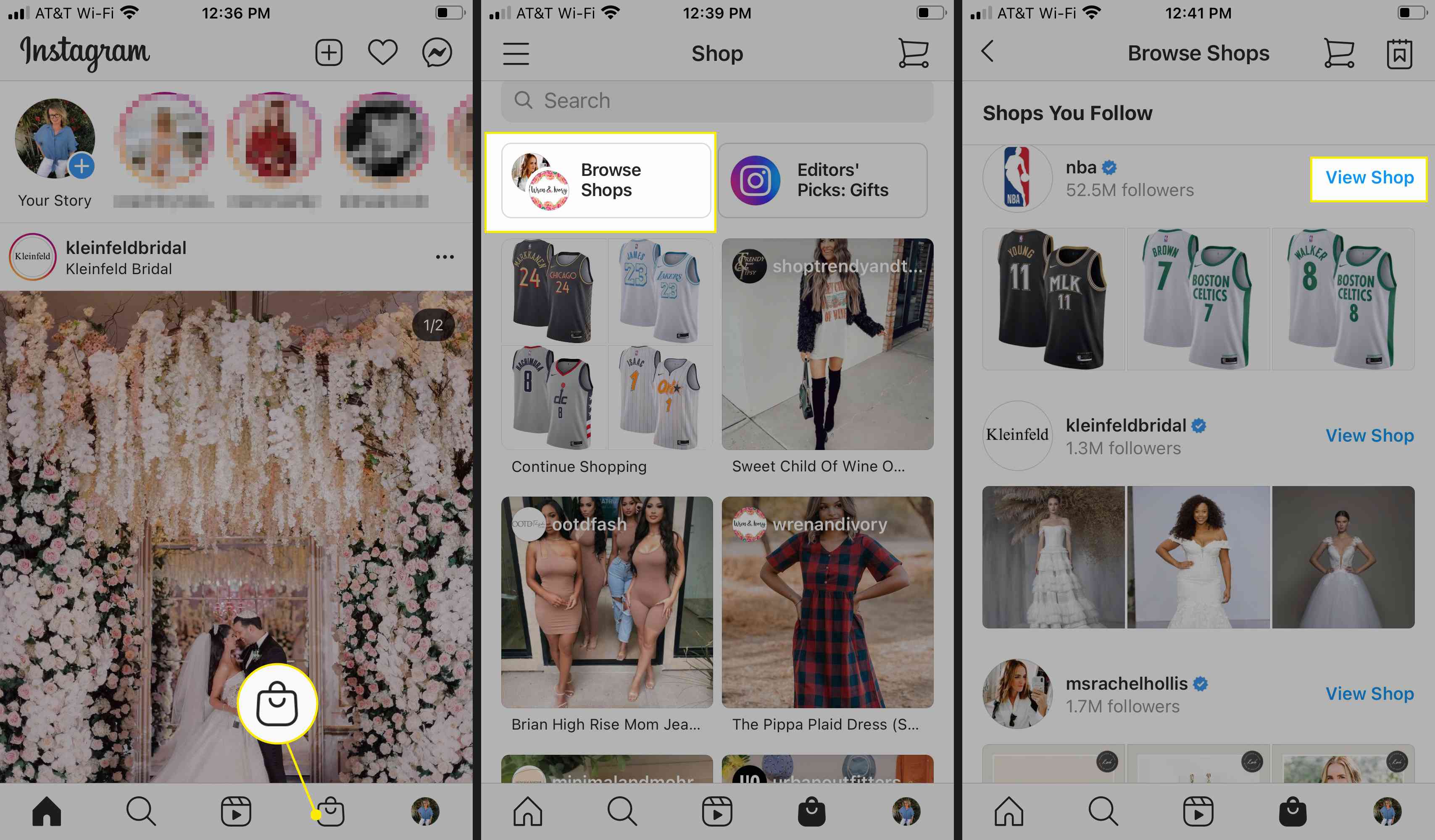 Use a guia da loja do Instagram para navegar por várias lojas
