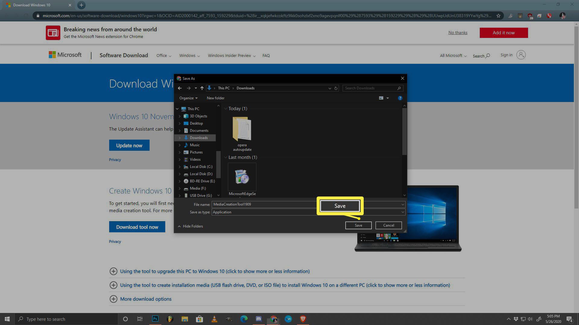 Uma captura de tela do download de um arquivo no Windows 10.