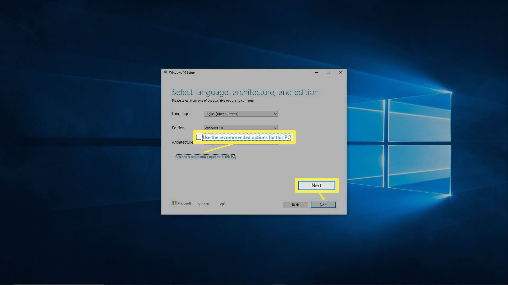 Uma captura de tela da ferramenta de criação de mídia do Windows 10.