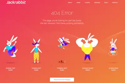 Jackrabbit Design's Jumping Jackrabbits Error Page 404 Página de erro