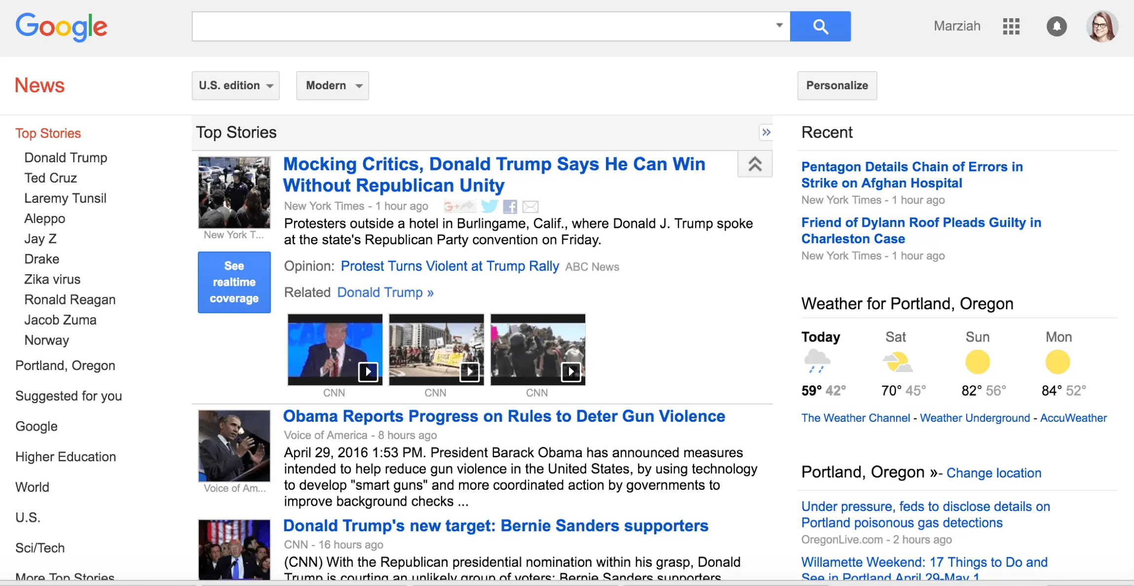 Captura de tela da página de pesquisa do Google Notícias