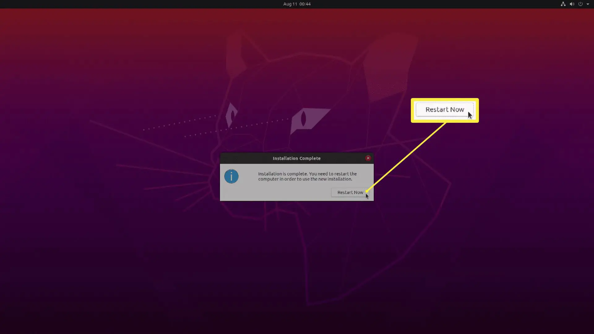 Uma captura de tela da instalação do Ubuntu.