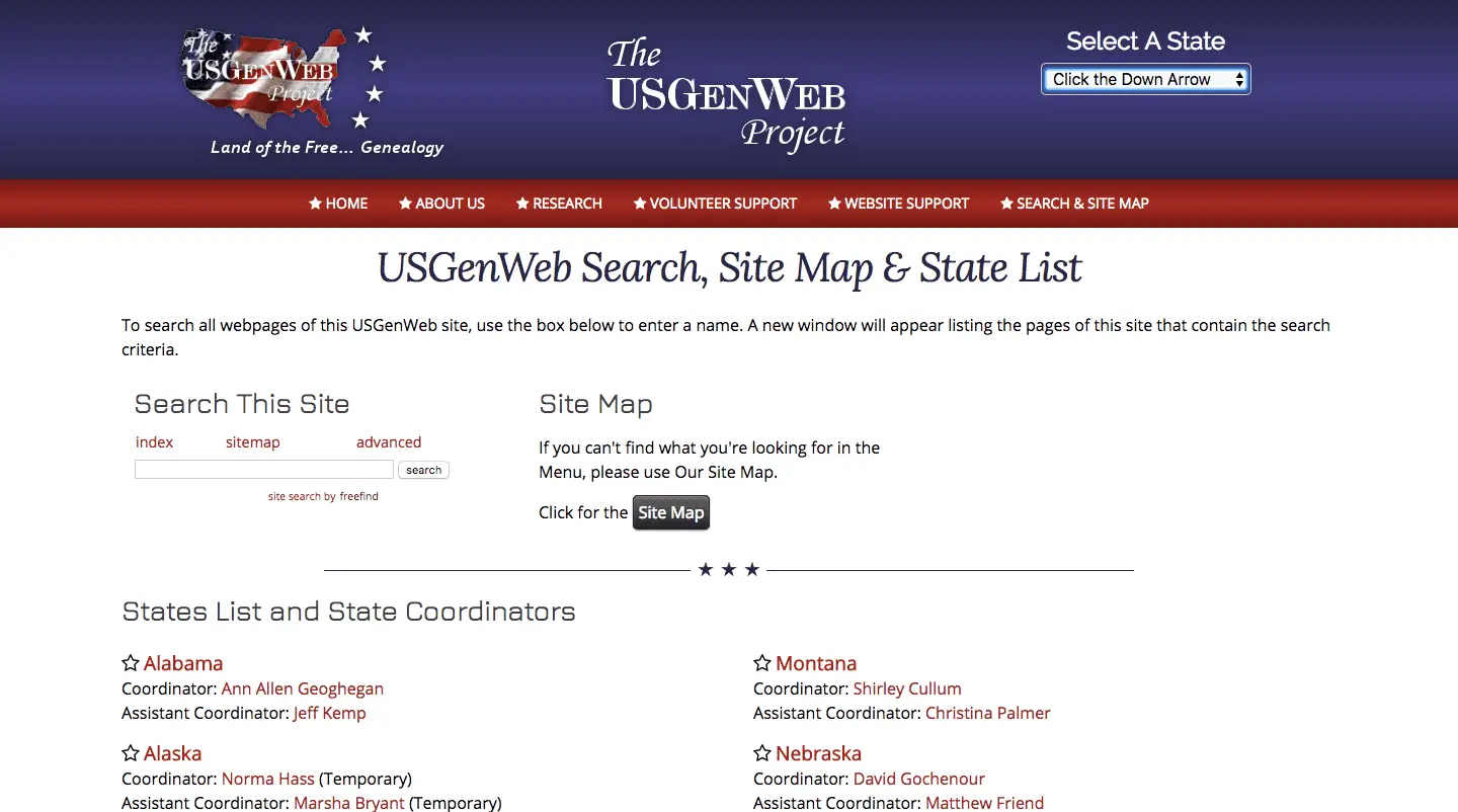 Captura de tela USGenWeb