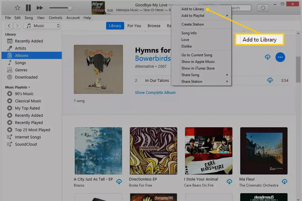 Adicionar ao item de menu da biblioteca no iTunes