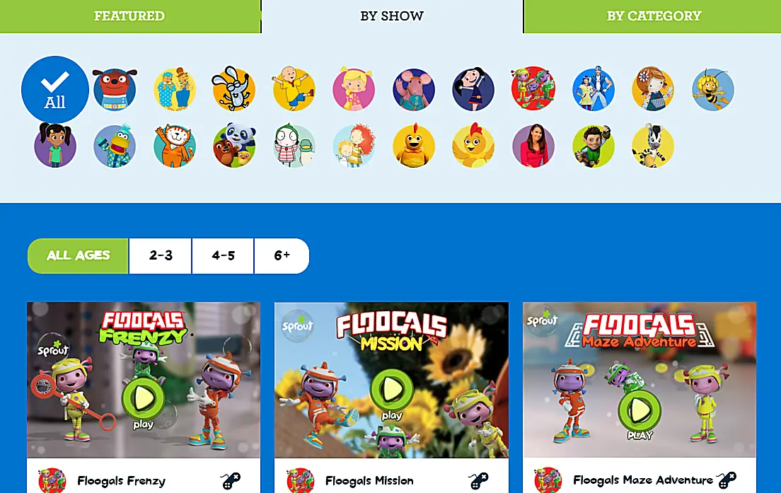 Captura de tela de jogos infantis grátis no Sprout