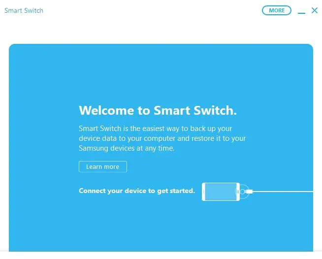 Inicie o Samsung Smart Switch em seu computador e conecte seu smartphone ou tablet a uma porta USB.