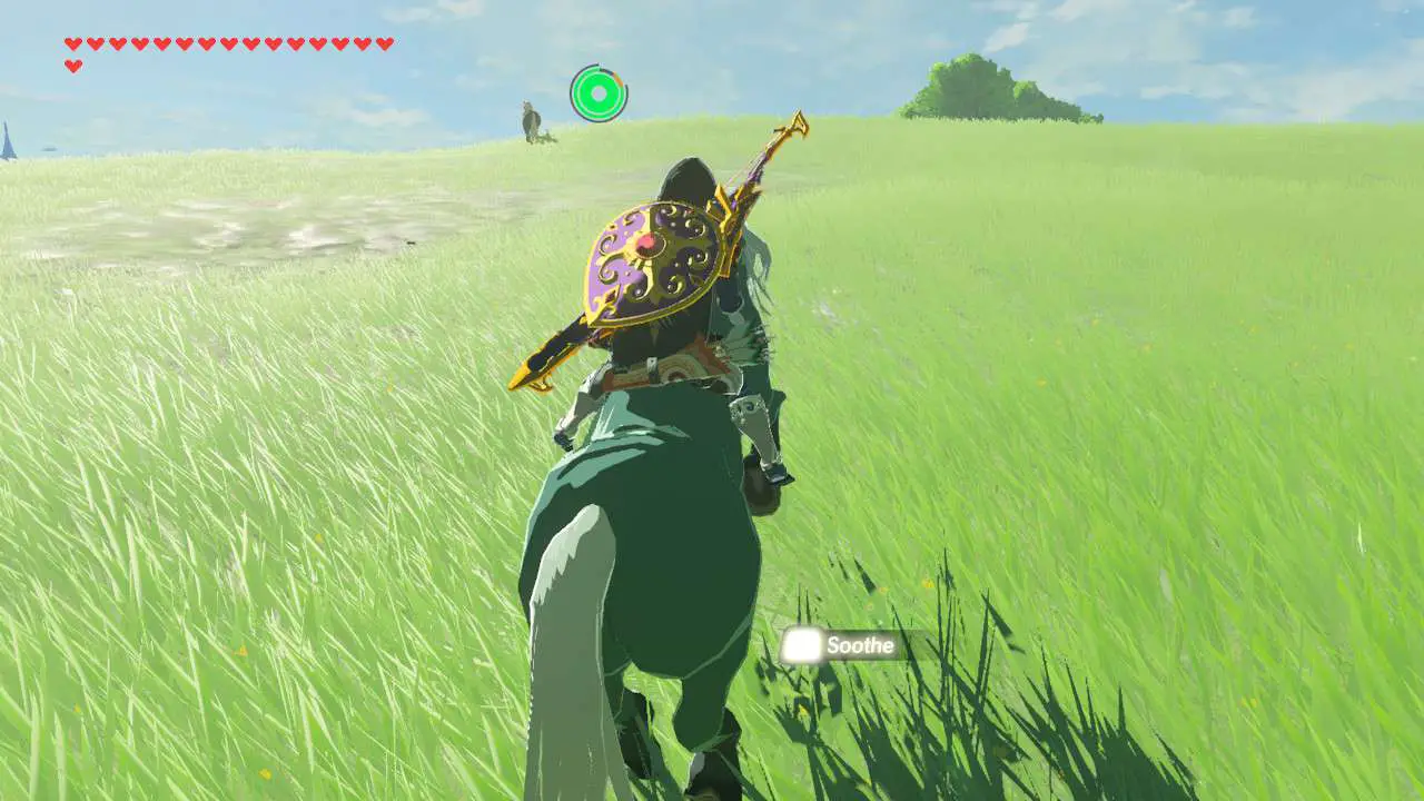 Domando um cavalo selvagem em Zelda: Breath of the Wild.