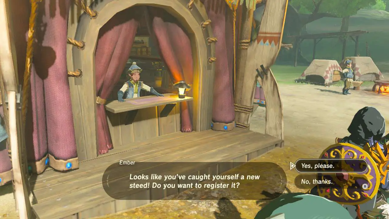 Registrando um cavalo em Zelda: Breath of the Wild.