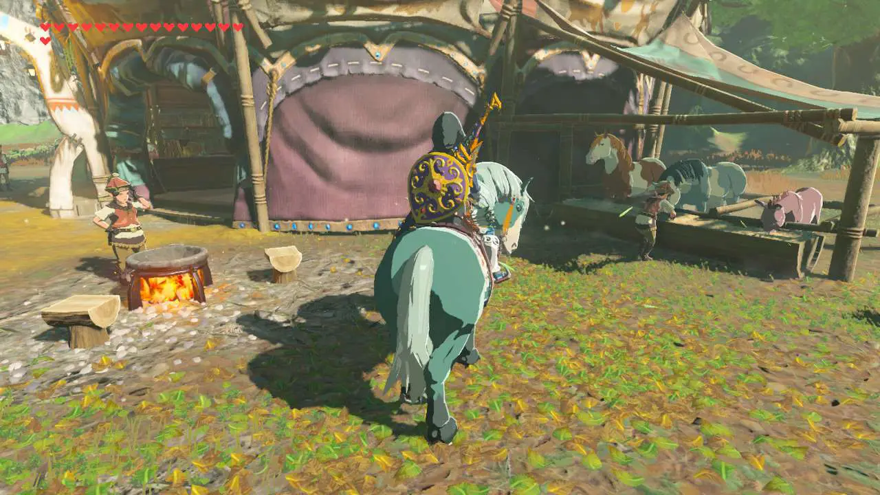 Localizando a mão do cavalo em Zelda: Breath of the Wild.