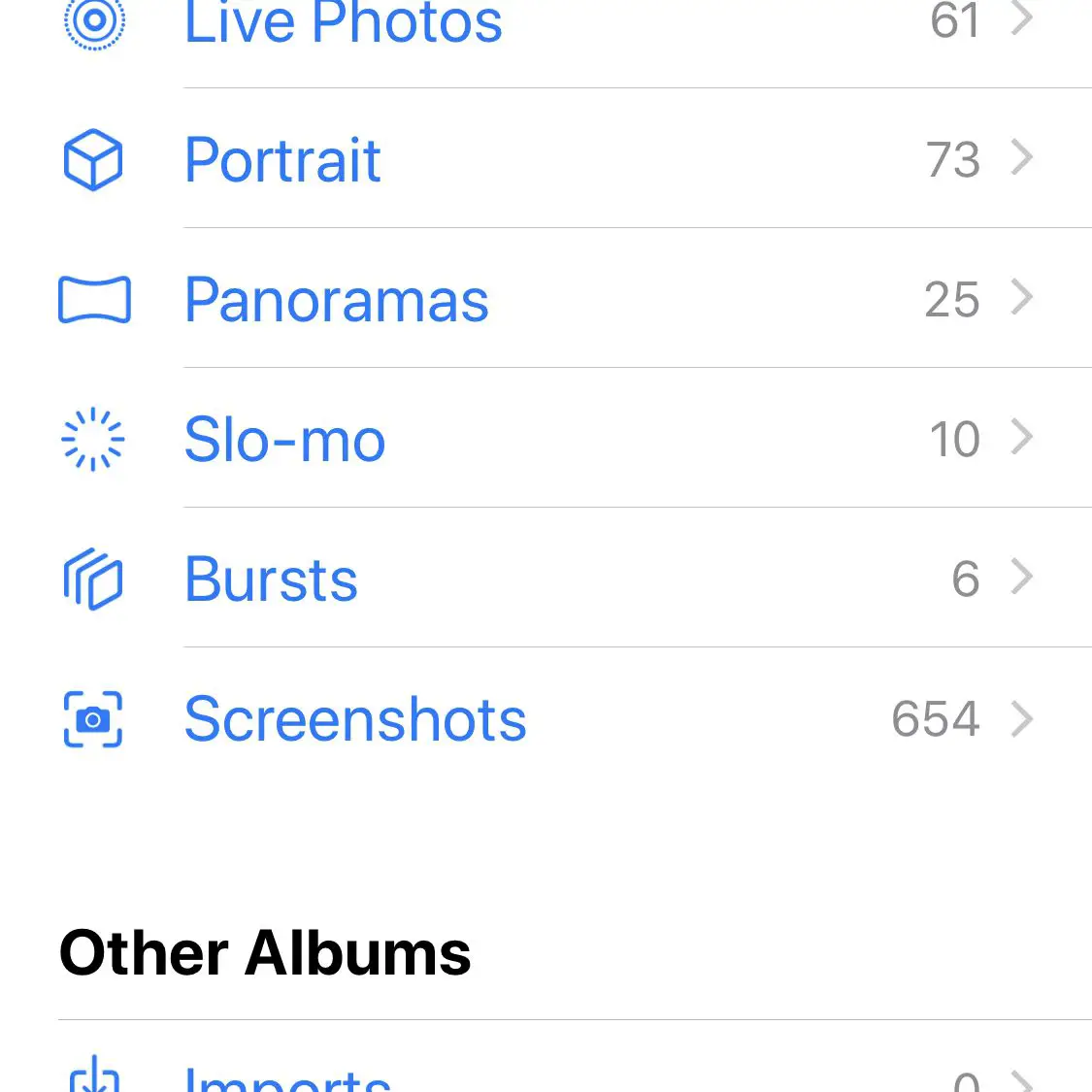 Uma captura de tela do álbum de capturas de tela do aplicativo Fotos do iPhone