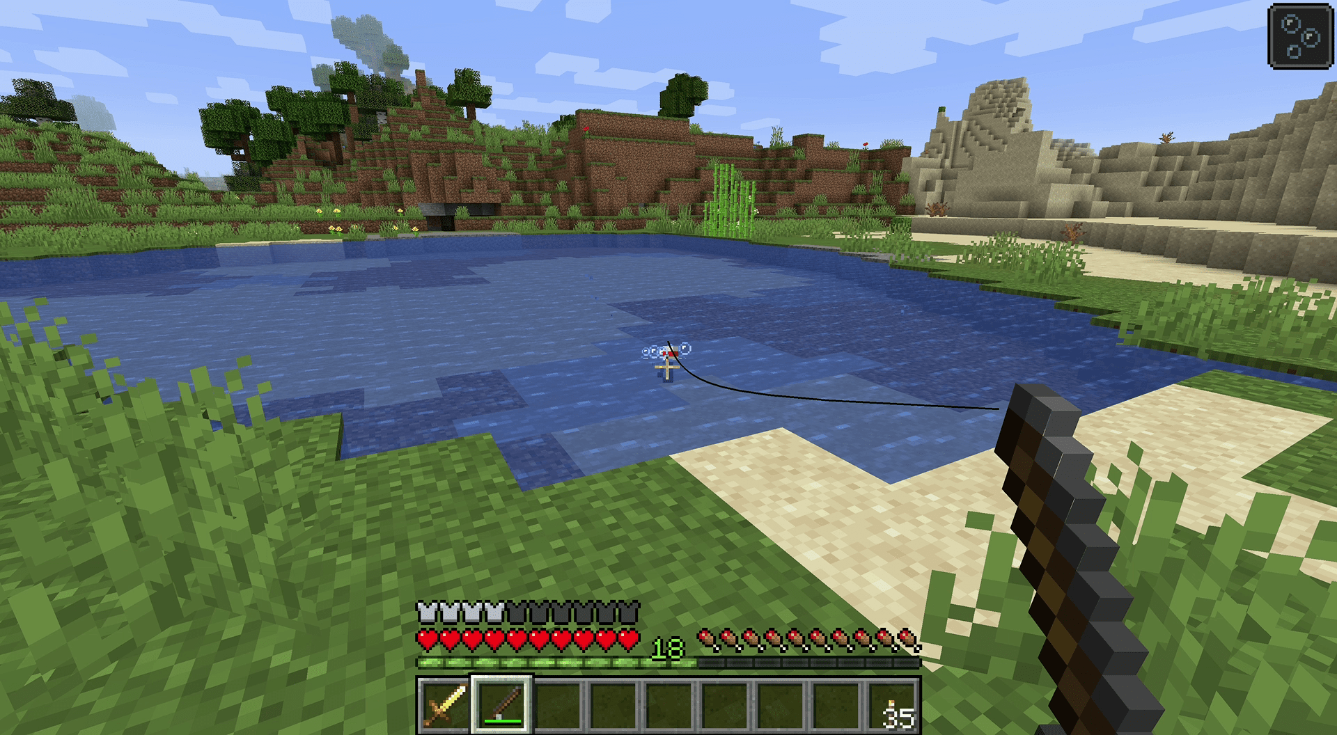 Pesca no Minecraft.