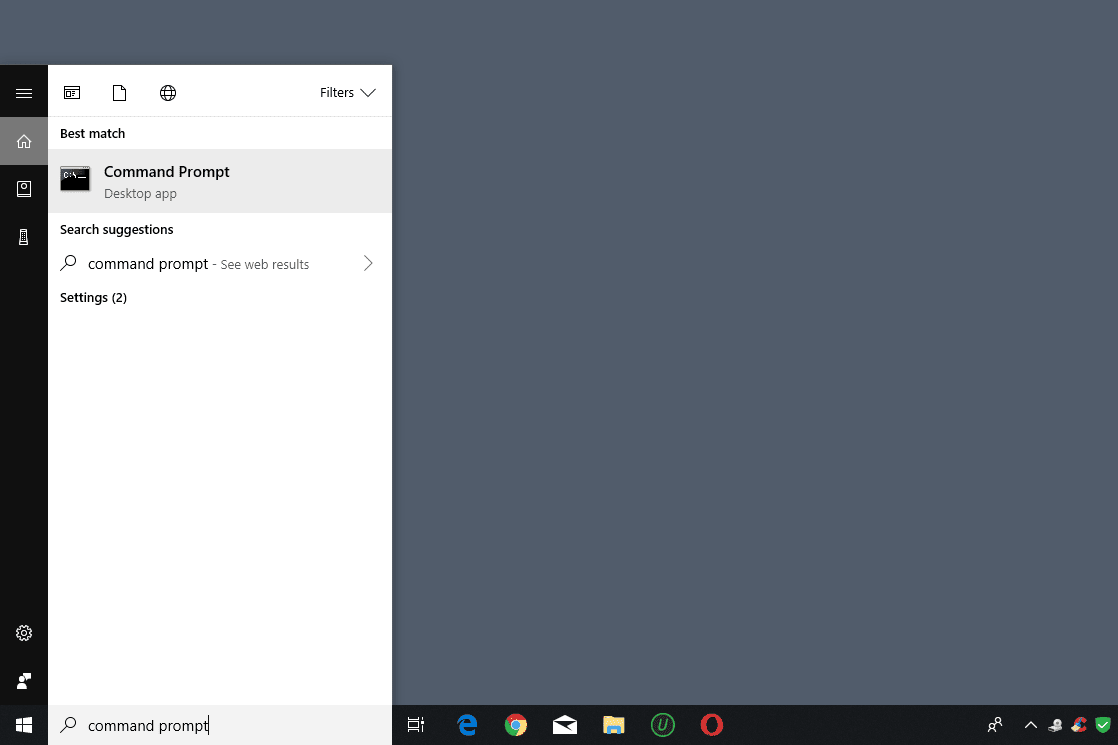 Captura de tela mostrando como abrir o Prompt de Comando no Windows 10 a partir do menu Iniciar