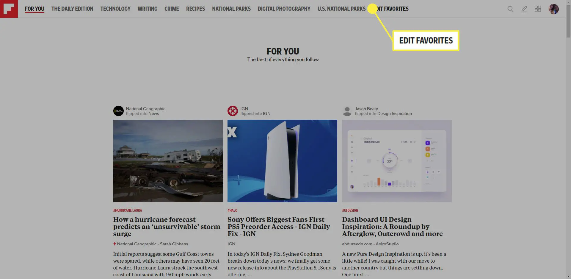 Como criar uma revista inteligente no Flipboard para um navegador da web.