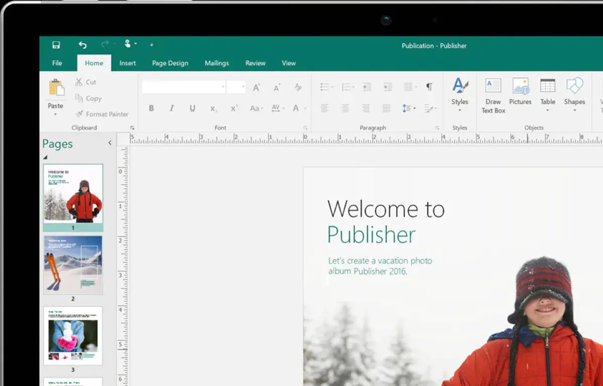 Captura de tela do Microsoft Publisher 2020