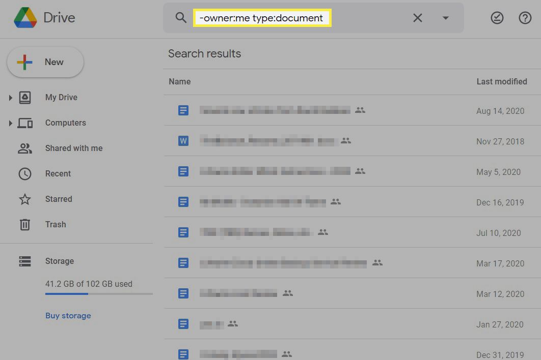 Resultados filtrados no Google Drive para documentos compartilhados.