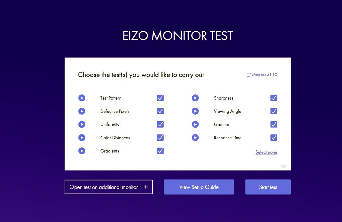 Ferramenta de teste de monitor online Eizo