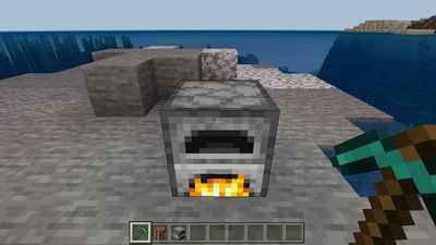 Um forno ativado no Minecraft