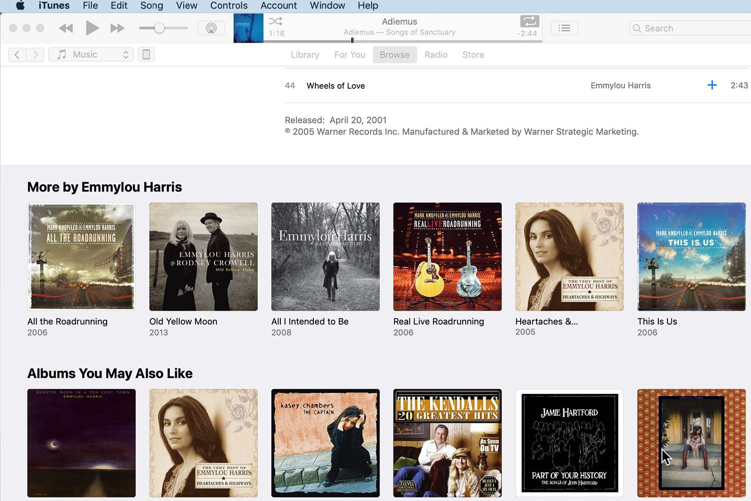 Seleções da Apple Music semelhantes à música escolhida
