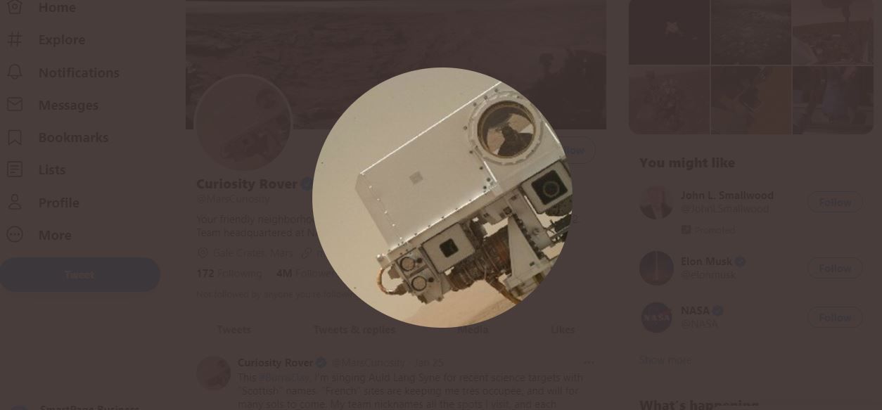 Curiosity Rover no Twitter
