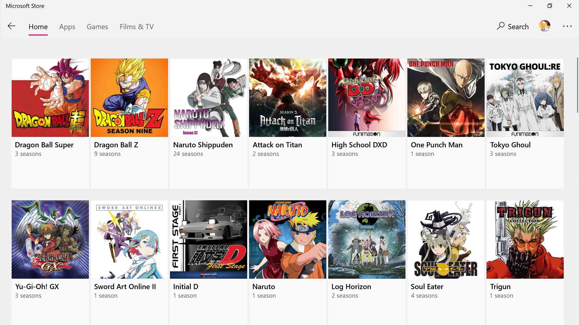 Transmita e baixe séries de anime e filmes no aplicativo Microsoft Store no Windows 10, Xbox One e Windows phone