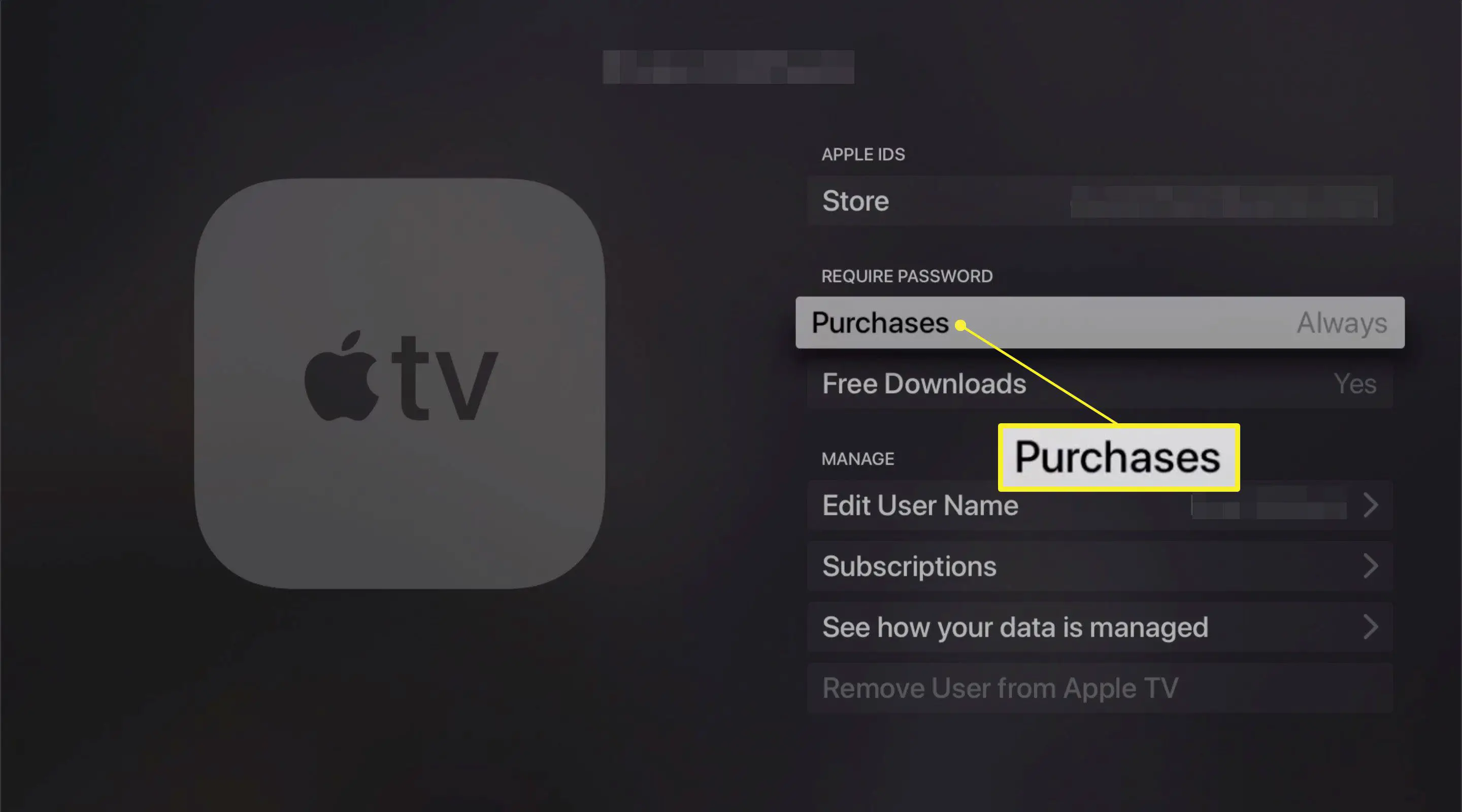 Opção de compra na Apple TV