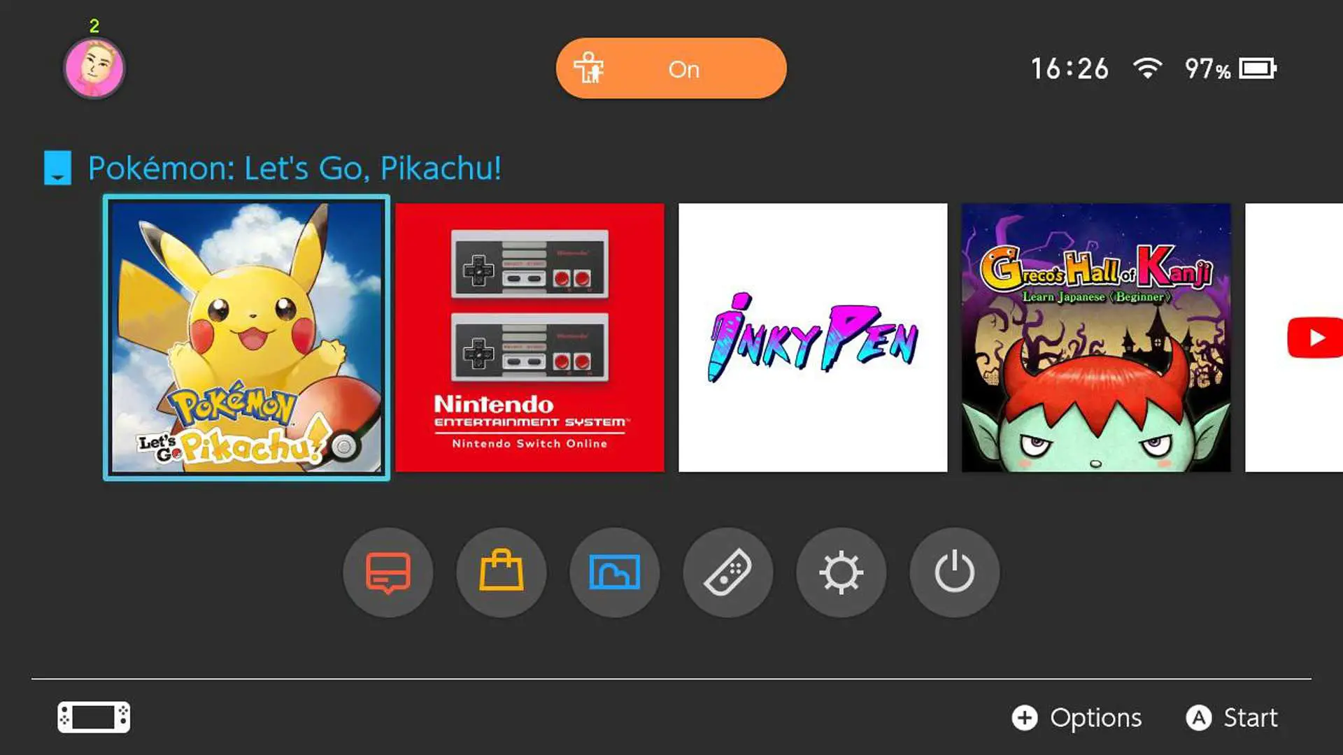 Nintendo Switch com o aplicativo de controle dos pais conectado.