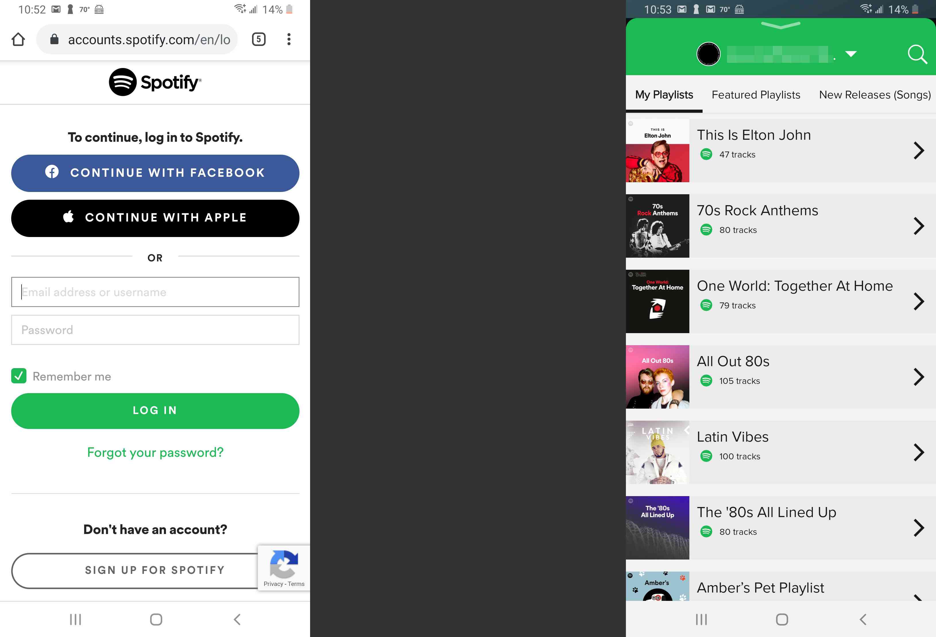 Conectando e fazendo login em uma conta do Spotify.