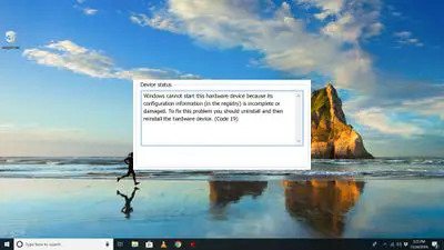 Erro de código 19 na área de trabalho do Windows 10