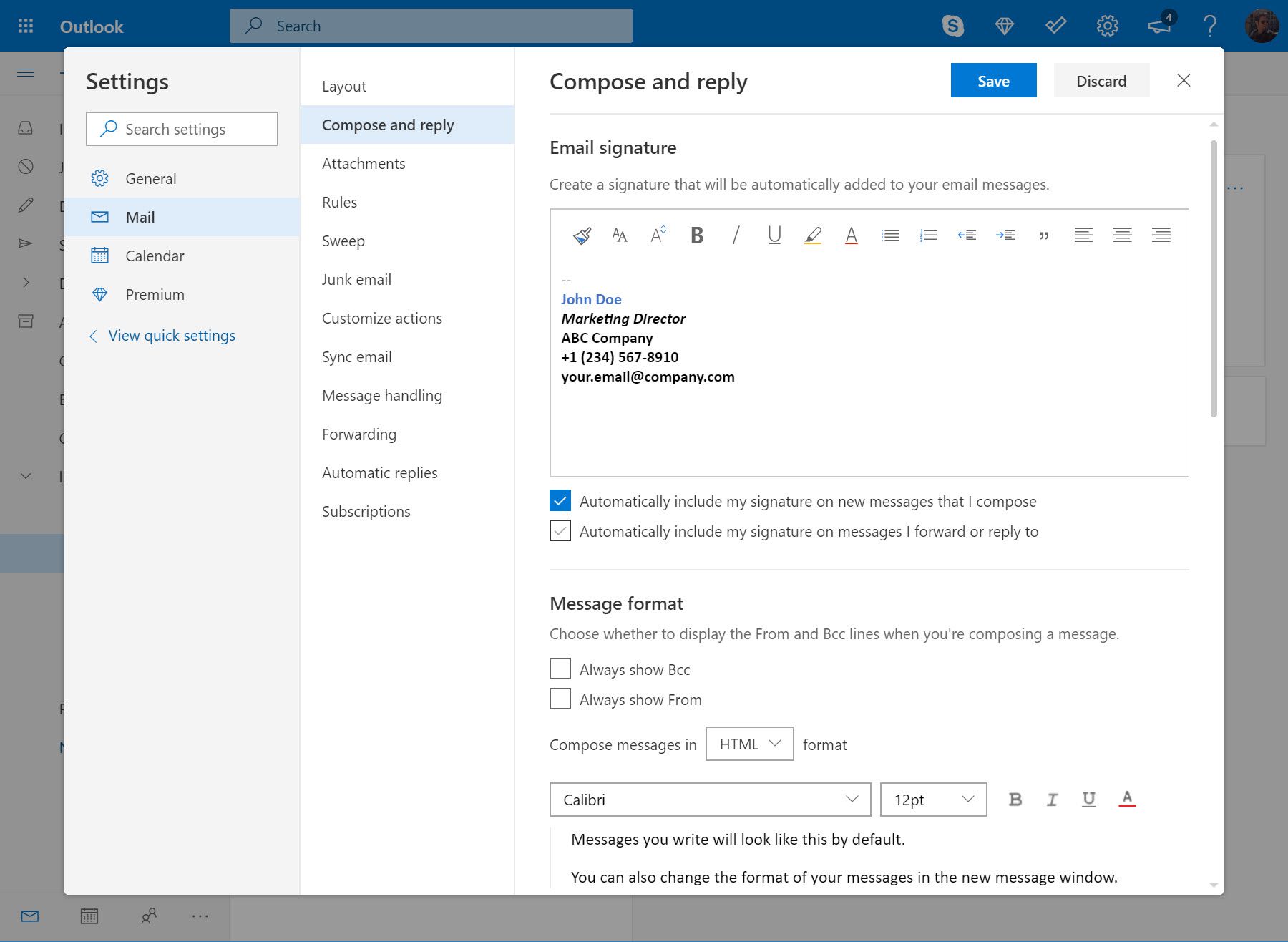 how to add signature on outlook email