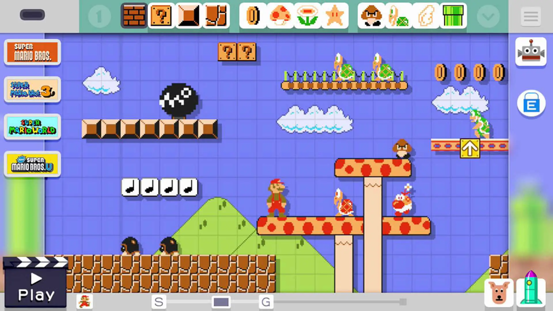 Super Mario Maker construindo um videogame offline no WiiU.