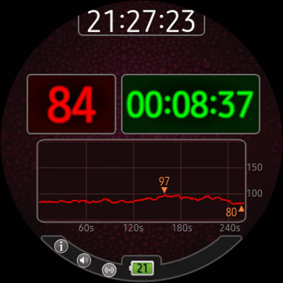 Captura de tela do aplicativo Heart Rate Graphic Galaxy Watch.