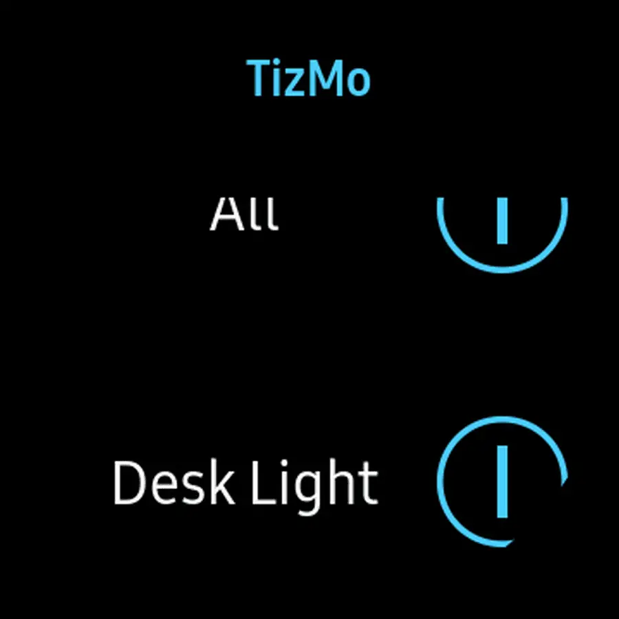 Captura de tela do aplicativo TizMo Galaxy Watch.