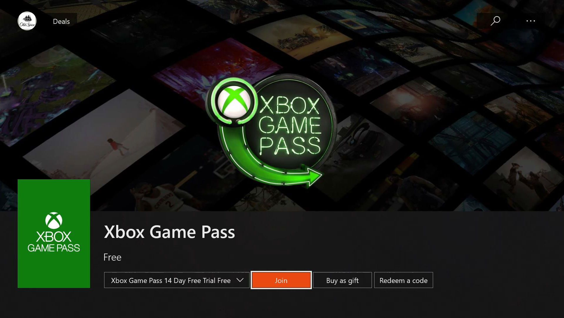 Uma captura de tela da tela de inscrição do Xbox Game Pass no Xbox One.