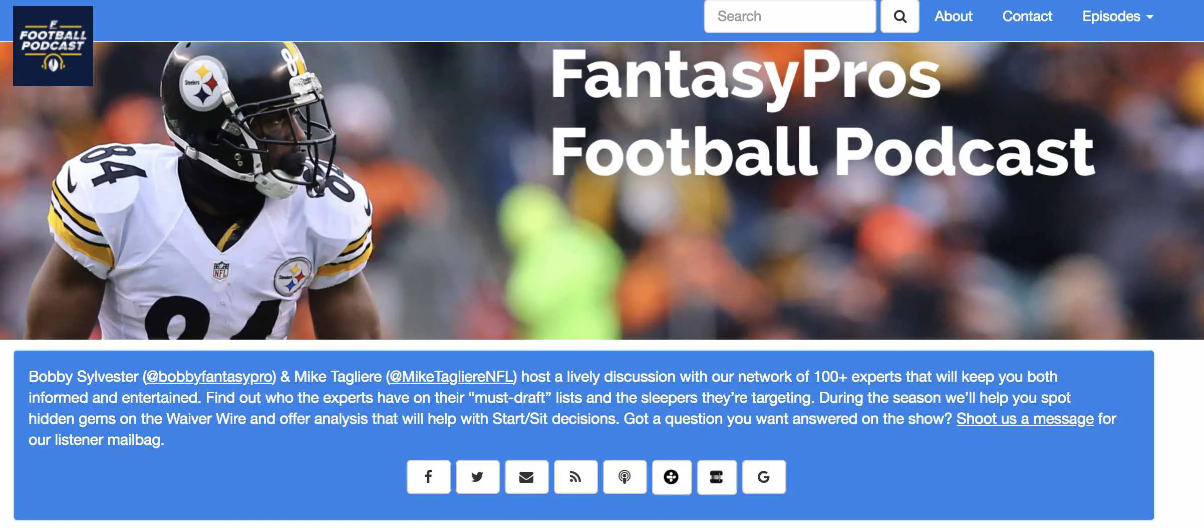 captura de tela do site do Fantasy Pros sobre futebol americano.