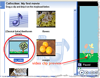 Visualize o videoclipe no Windows Movie Maker