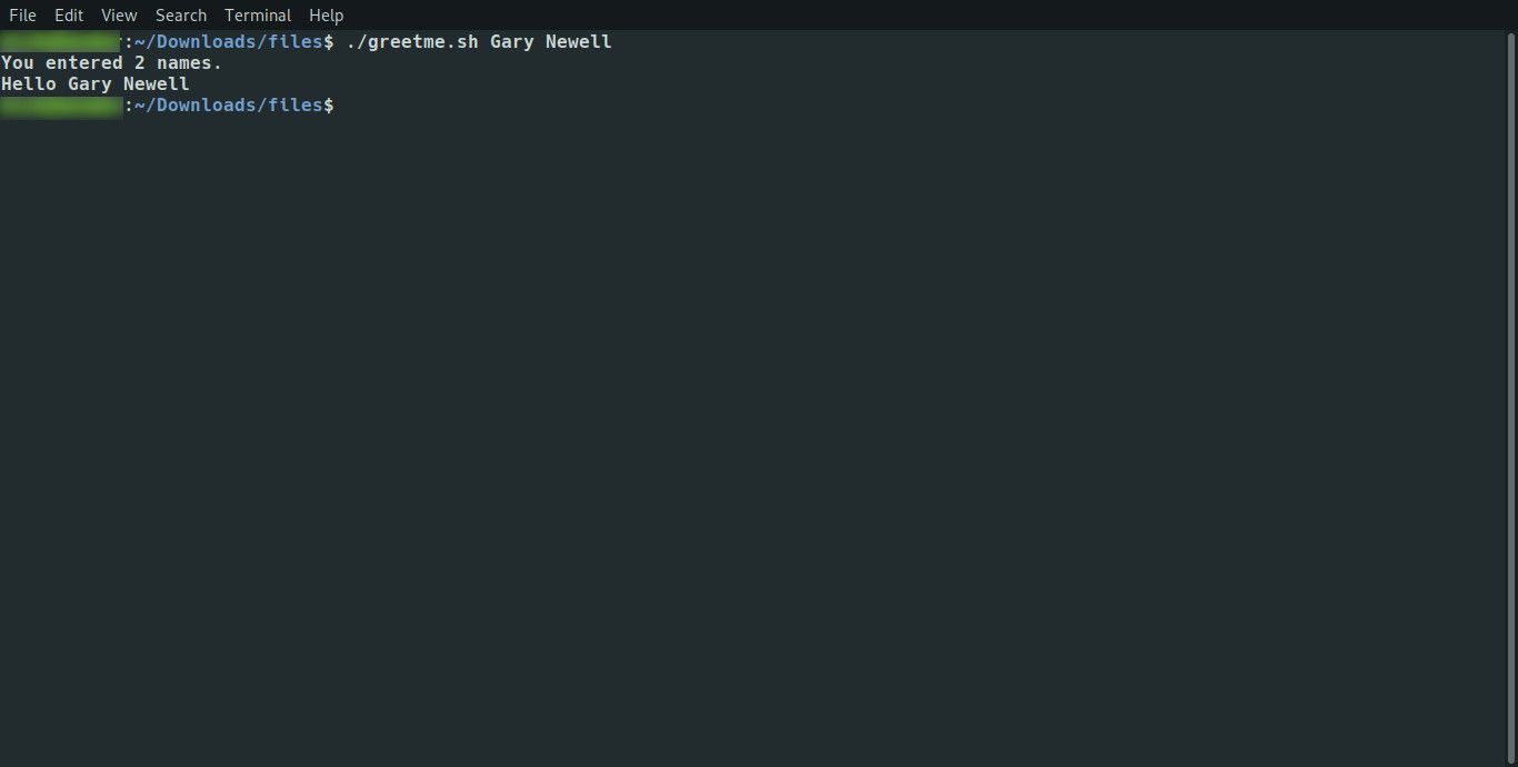 Linux executa parâmetros de contagem de script bash