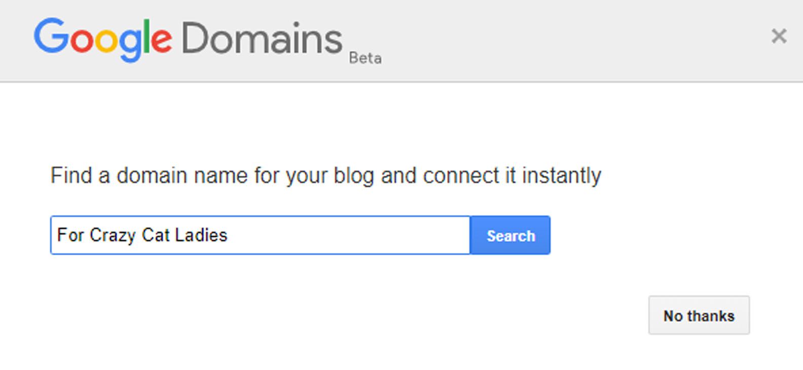 Interface do Google Domains no Blogger