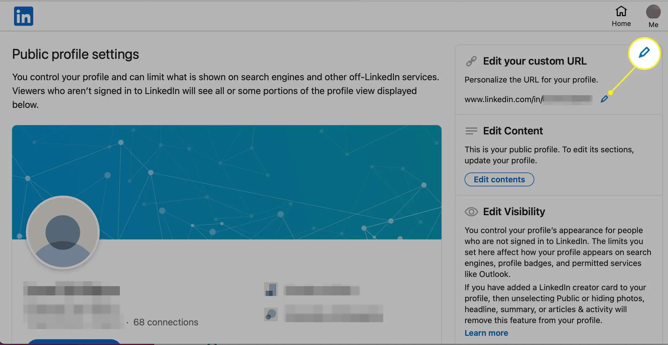 Edite seu campo de URL personalizado no LinkedIn