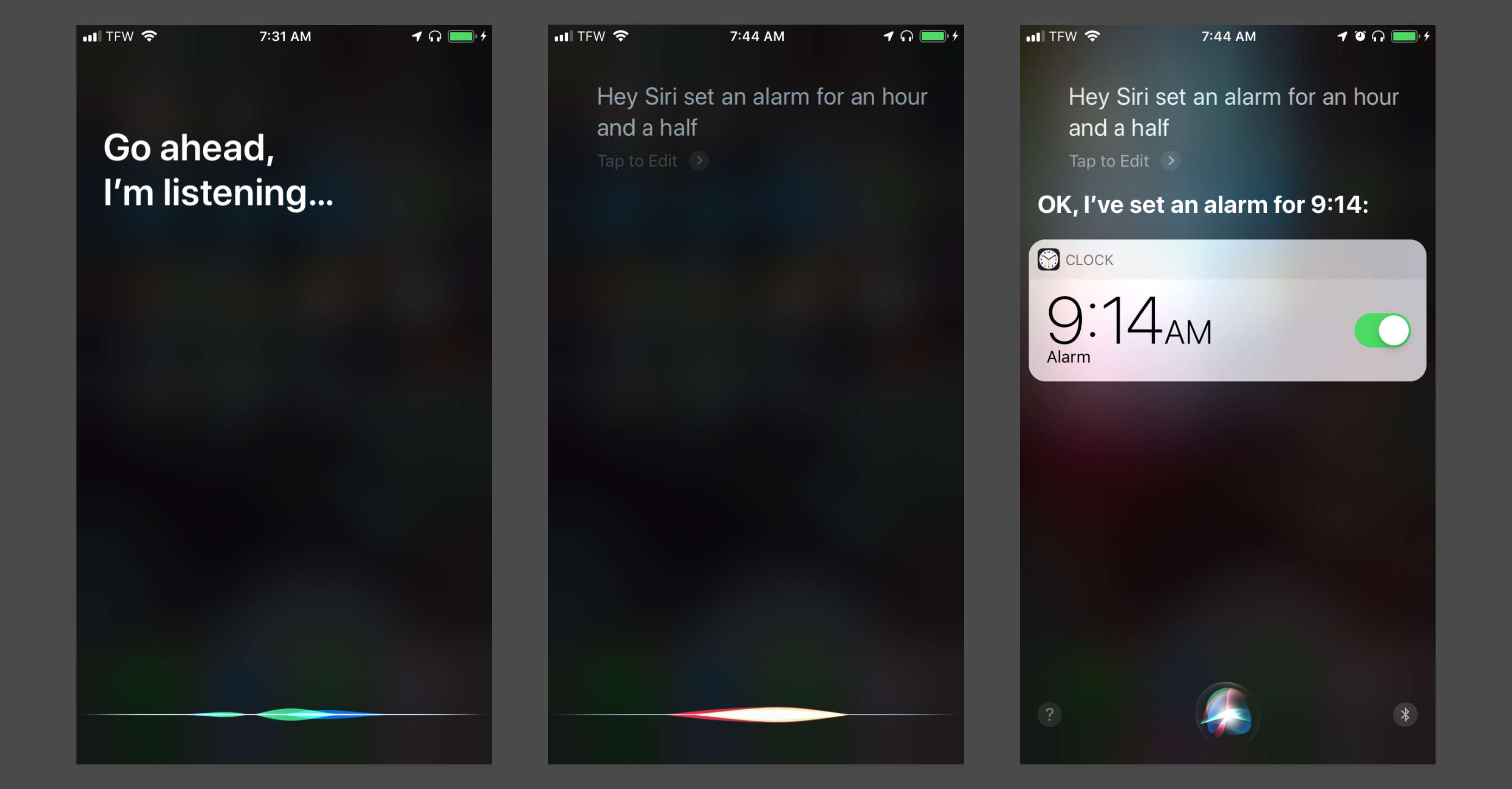 Usando Siri e AirPods para definir um alarme