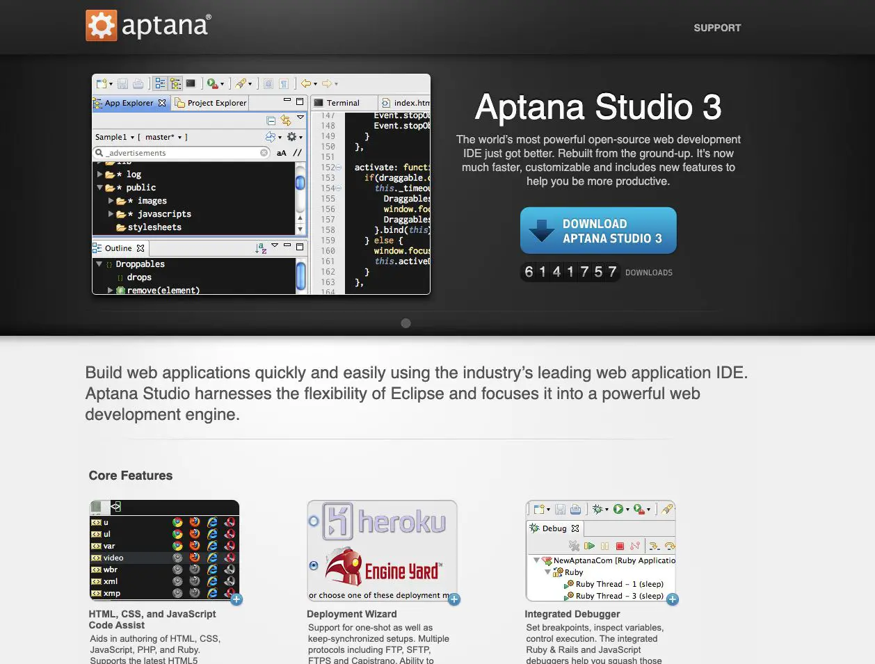 Página de download do Aptana Studio 3