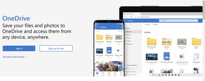 Página do produto Microsoft OneDrive.
