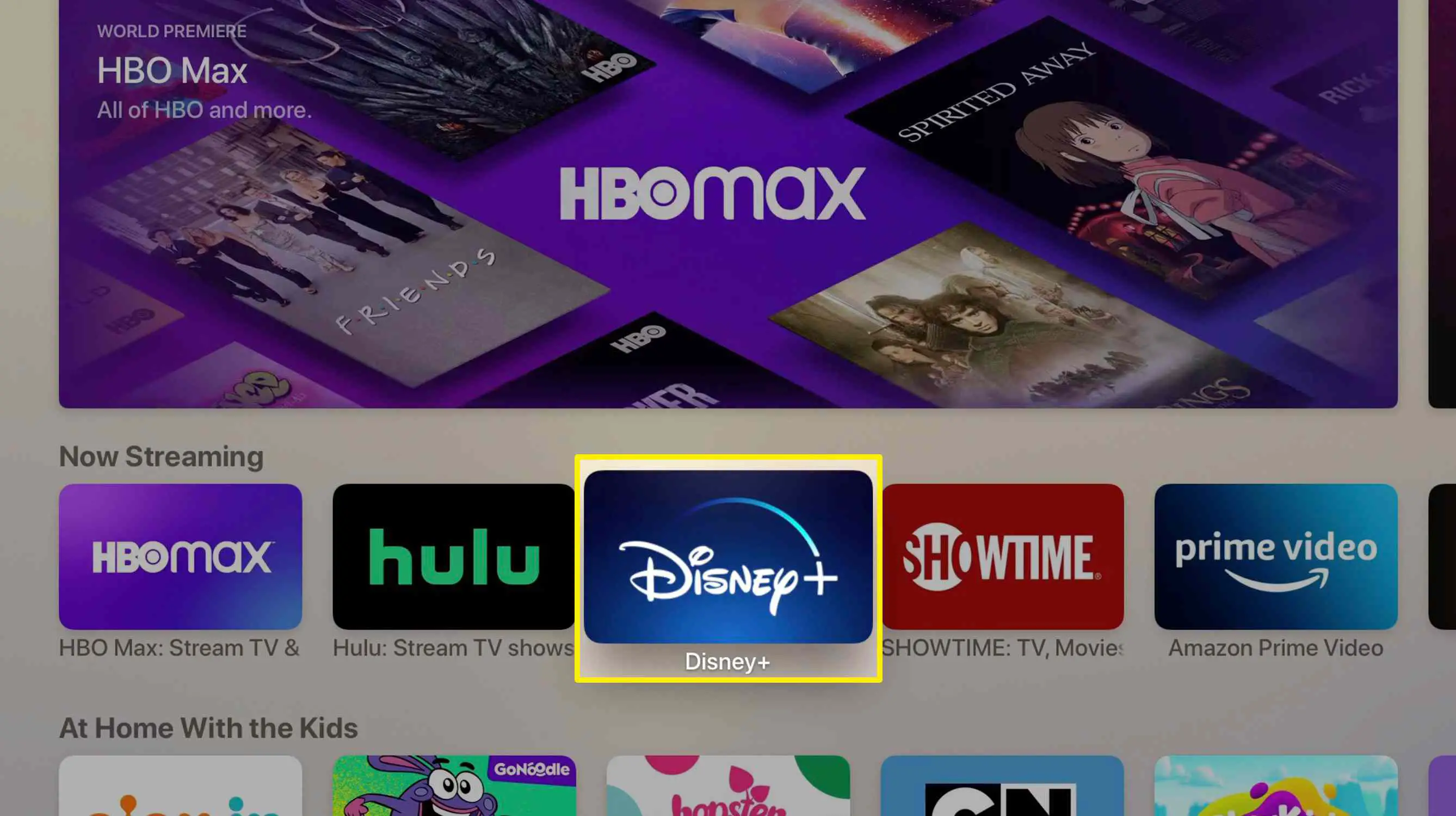 Captura de tela da loja de aplicativos da Apple TV