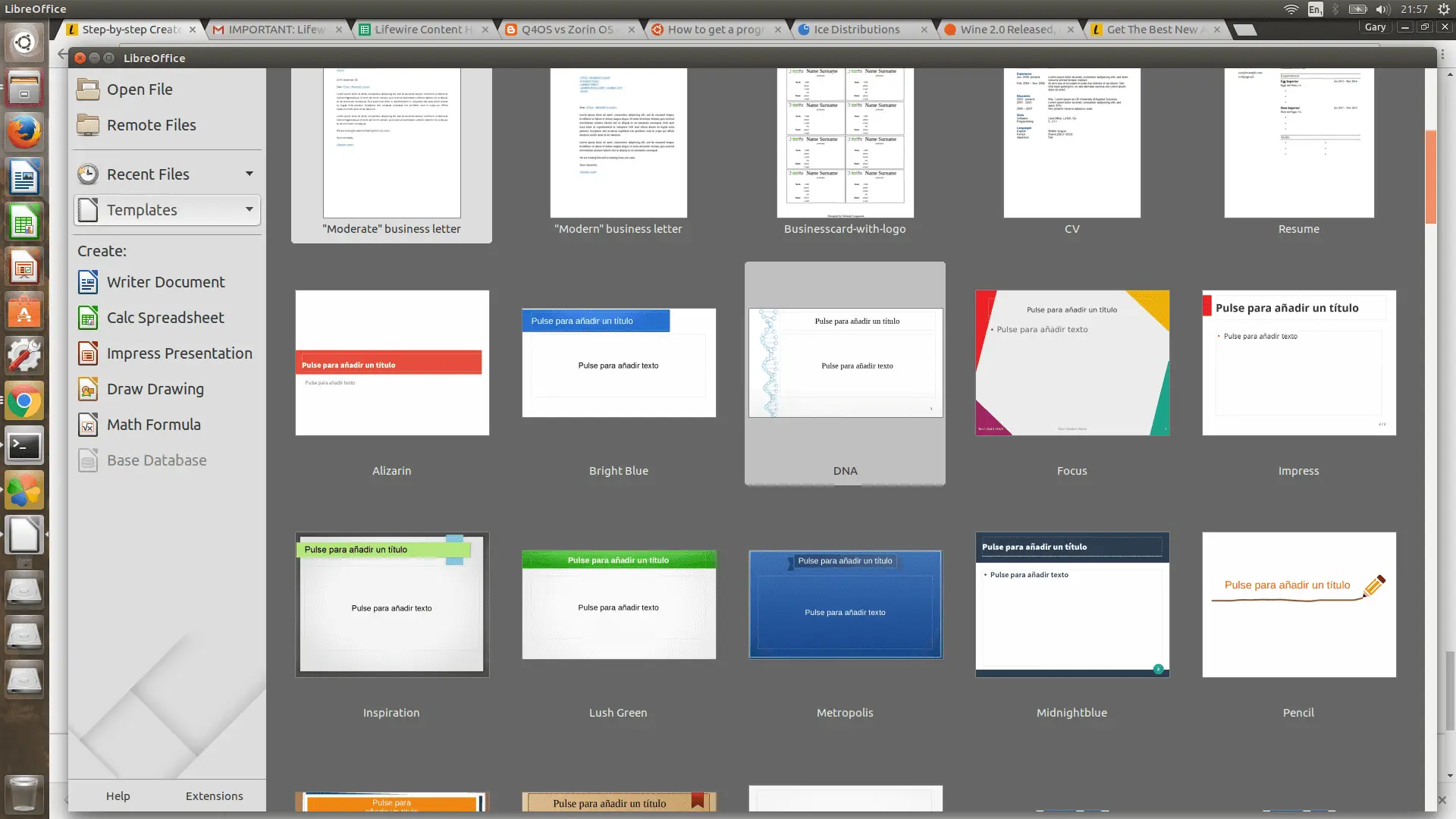 Modelos de apresentação do LibreOffice