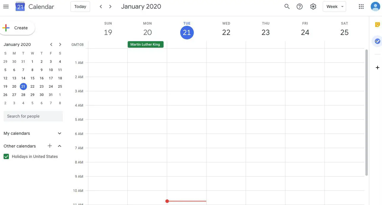 Captura de tela do Google Agenda na área de trabalho